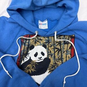 Vintage 1984 Greenpeace Panda Bamboo Graphic Hoodie Sweatshirt Made in USA  XL
